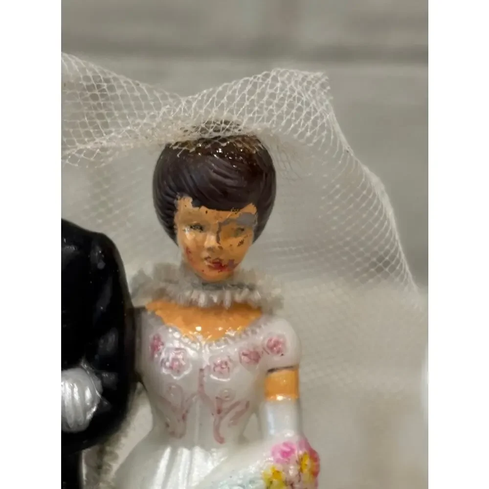 Vintage Wedding Cake Topper Bride Groom Bells Candle Holders 1960s